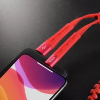 Дата кабель Hoco U78 "Cotton treasure elastic" lightning (1.2М) Червоний