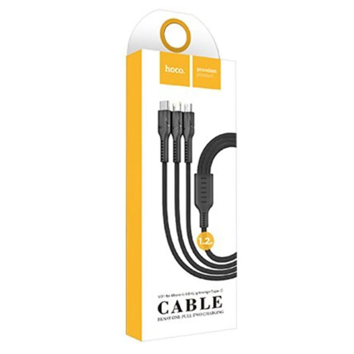 Дата кабель Hoco U31 "Benay" 3in1 Lightning -MicroUSB-Type-C (1.2m) Чорний