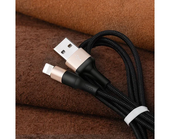 Дата кабель Hoco X26 Xpress Lightning Cable (1m) Черный / Золотой