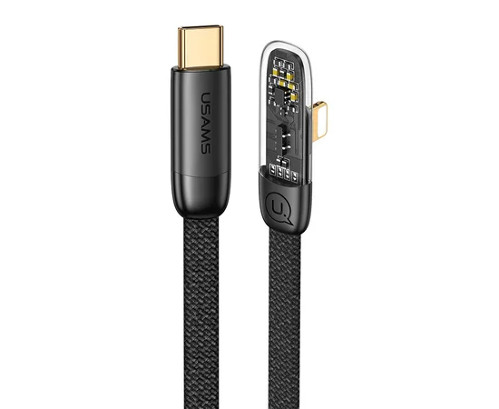 Дата кабель USAMS US-SJ586 Type-C to Lightning PD 20W Right-angle (2m) Black