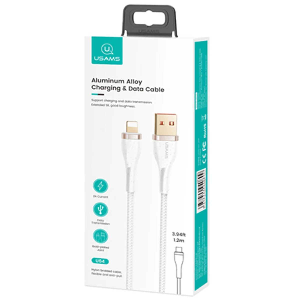 Дата кабель Usams US-SJ487 U64 Aluminum Alloy USB to Lightning 1.2m Белый