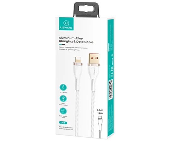 Дата кабель Usams US-SJ487 U64 Aluminum Alloy USB to Lightning 1.2m Белый