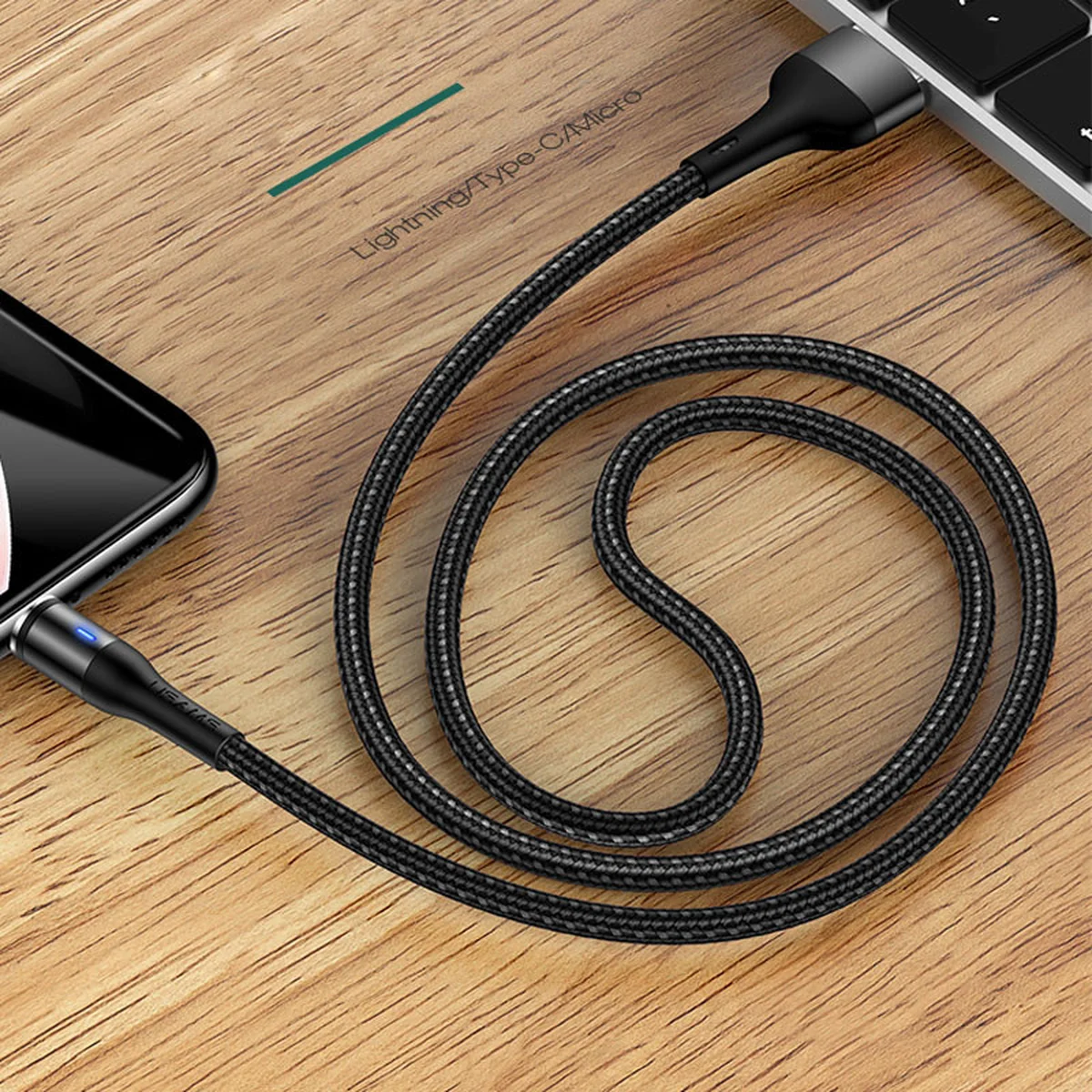 Дата кабель USAMS US-SJ337 U29 Magnetic USB to Type-C (2m) Чорний