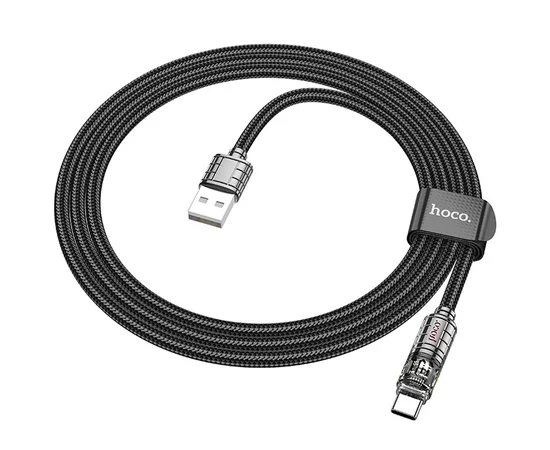 Дата кабель Hoco U122 Lantern Transparent Discovery Edition USB to Type-C Black