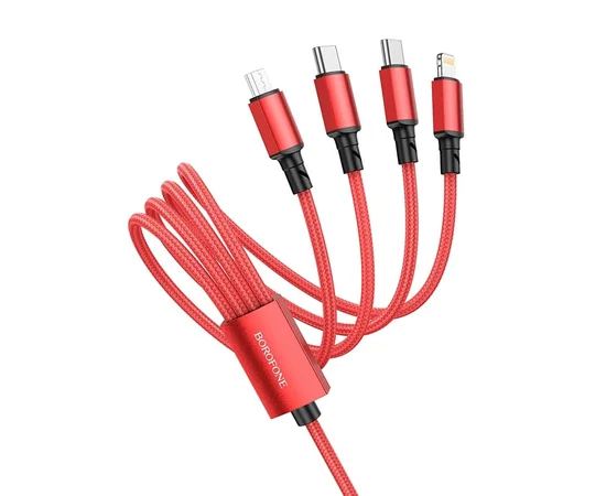 Дата кабель Borofone BX72 USB to 3in1 (1m) Красный