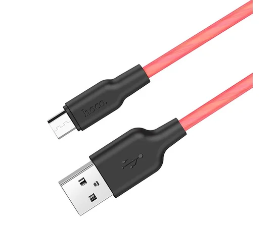 Дата кабель Hoco X21 Plus Fluorescent Silicone MicroUSB Cable (1m) Красный