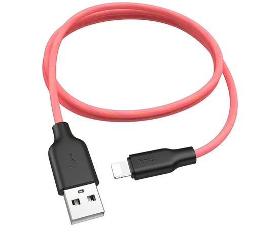 Дата кабель Hoco X21 Plus Fluorescent Silicone Lightning Cable (1m) Красный
