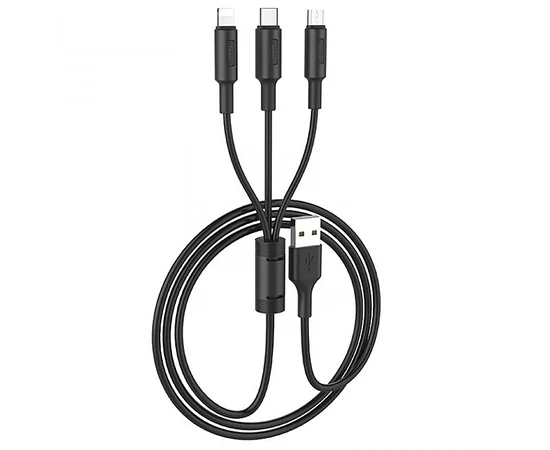 Дата кабель Hoco X25 "Soarer" 3in1 Lightning -MicroUSB-Type-C Черный