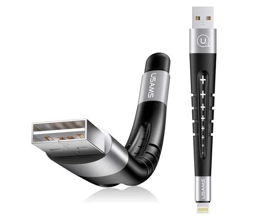 Дата кабель USAMS SJ198 3in1 USB to Lightning (0.12m) (Charging+Holder+Stylus) Серебряный