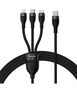 Дата кабель Baseus Flash Series 2 USB to MicroUSB-Lightning-Type-C 100W (1.2m) (CASS03000) Black