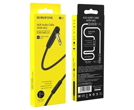 Аудио кабель Aux Borofone BL5 with mic Черный