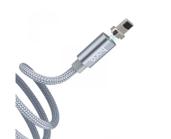 Дата кабель Hoco Magnetic U40А плетеный USB to Lightning (1m) Серый
