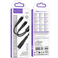 Дата кабель Hoco X123 Victory 2in1 Type-C to Lightning/Type-C 3A (1m) Black
