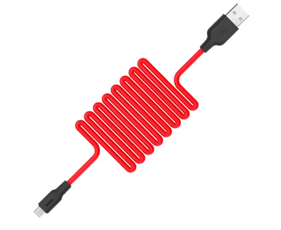 Дата кабель Hoco X21 Silicone MicroUSB Cable (1m) Черный / Красный