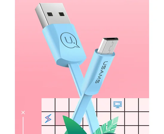 Дата кабель USAMS US-SJ201 USB to MicroUSB 2A (1.2m) Голубой
