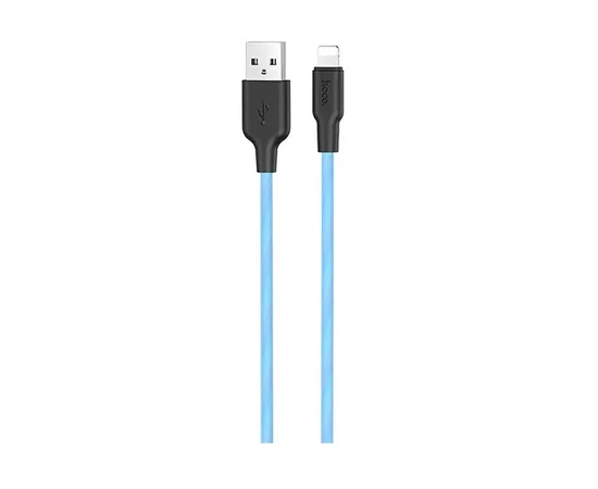 Дата кабель Hoco X21 Plus Silicone Lightning Cable (0.25m) Black / Blue