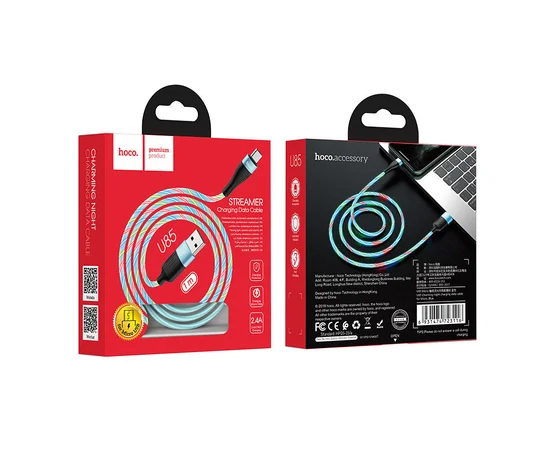 Дата кабель Hoco  U85 "Charming Night" MicroUSB (1М) Синий