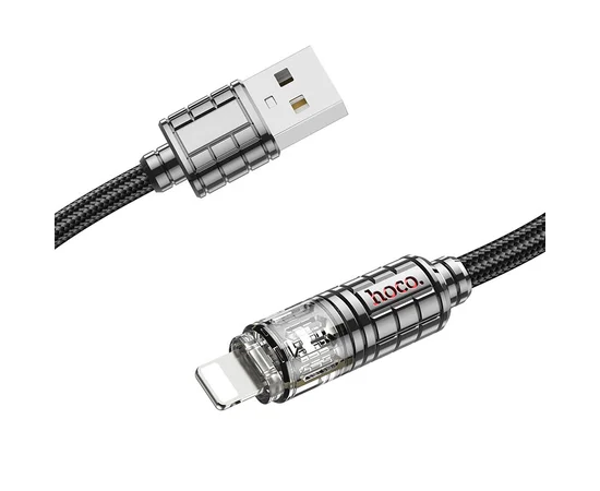 Дата кабель Hoco U122 Lantern Transparent Discovery Edition USB to Lightning Black