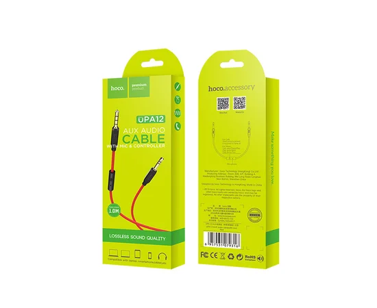 Аудио кабель Aux Hoco UPA12 With Mic (1m) Черный