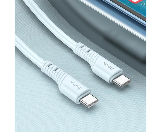 Дата кабель Hoco X97 Crystal color Type-C to Type-C 60W (1m) Light blue