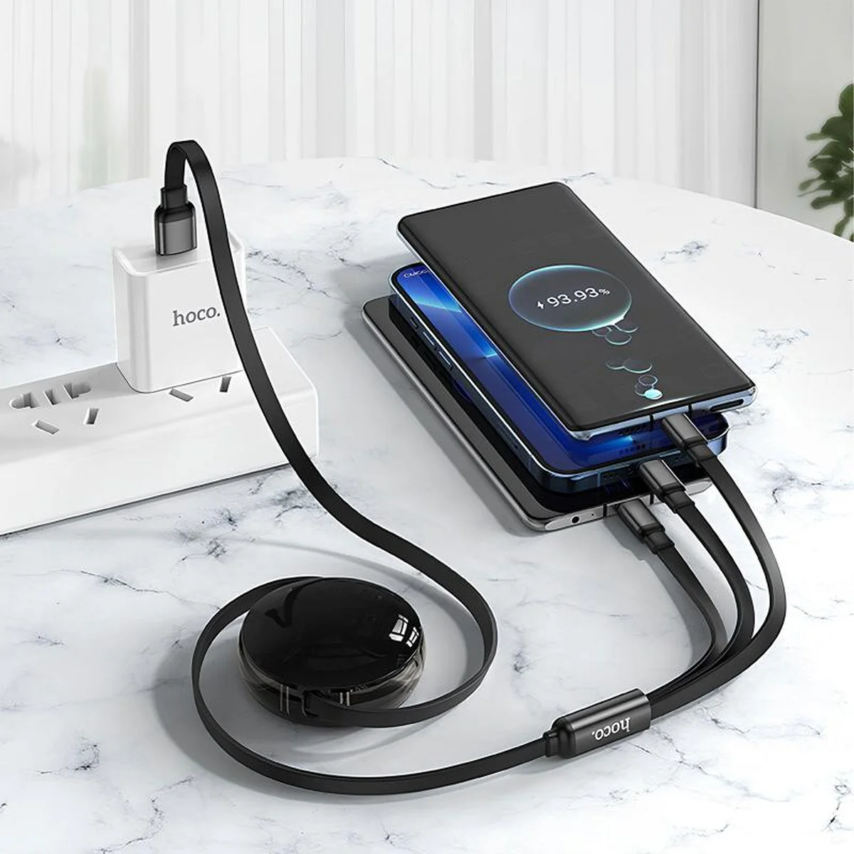 Дата кабель Hoco X78 Easy pull storage 3in1 (1m) Black