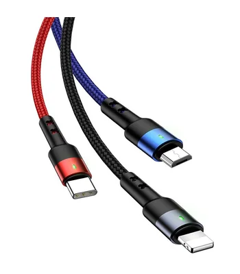 Дата кабель Usams US-SJ318 U26 Spring 3in1 Usb to Combo (1.5m) Черный