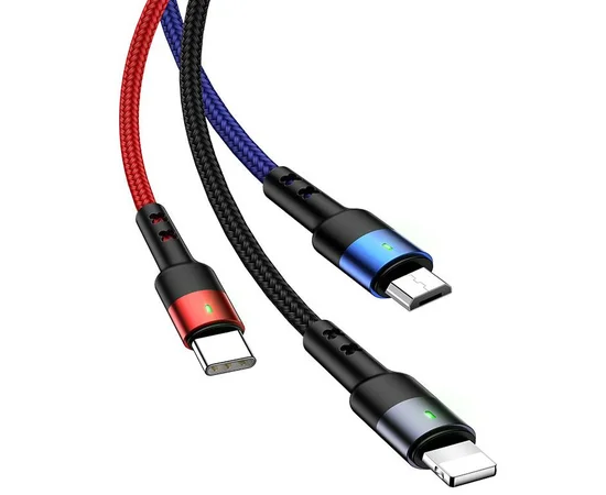 Дата кабель Usams US-SJ318 U26 Spring 3in1 Usb to Combo (1.5m) Черный