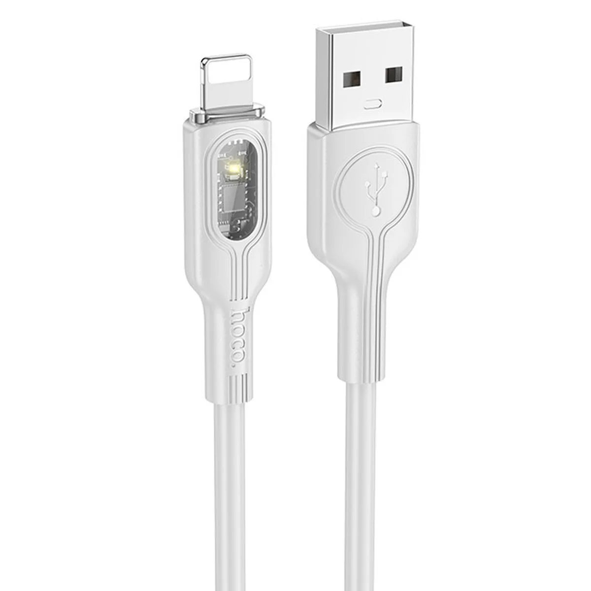 Дата кабель Hoco U120 Transparent explore Intelligent power-off USB to Lightning (1.2m) Gray