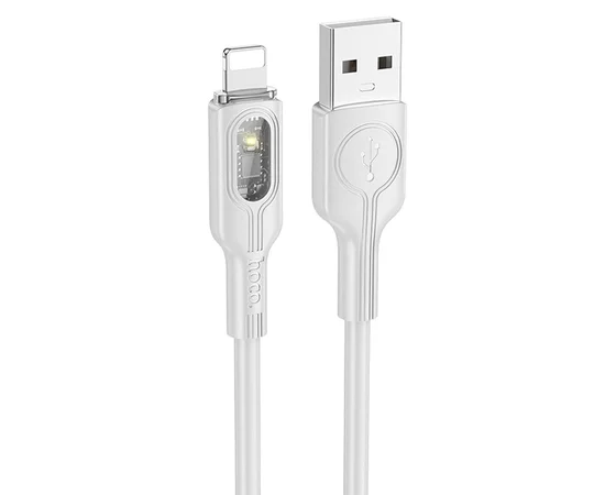 Дата кабель Hoco U120 Transparent explore intelligent power-off USB to Lightning (1.2m) Gray