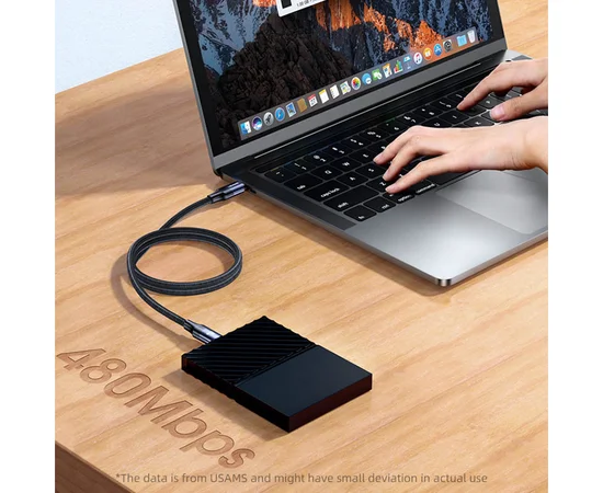 Дата кабель USAMS US-SJ525 U71 Type-C to Type-C PD 100W (2m) Black