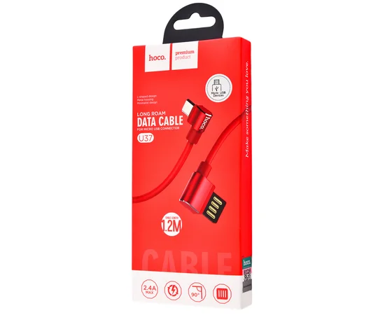 Дата кабель Hoco U37 Long Roam Micro USB Cable (1.2m) Красный
