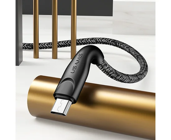 Дата кабель Usams US-SJ393 U41 Micro Braided Data and Charging Cable 1m Черный