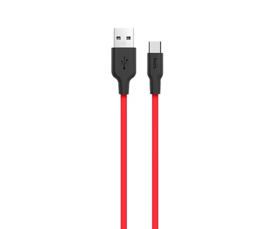 Дата кабель Hoco X21 Silicone Type-C Cable (1m) Черный / Красный