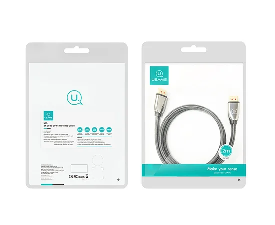Дата кабель Usams US-SJ532 U75 8K DP to DP 1.4 HD (2m) Black