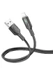 Дата кабель Hoco U120 Transparent explore intelligent power-off USB to Lightning (1.2m) Black
