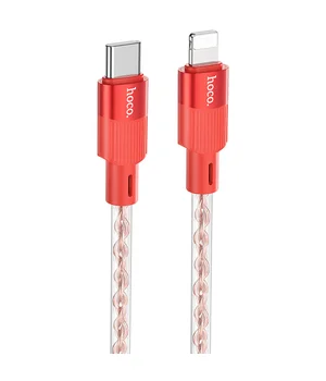 Дата кабель Hoco X99 Crystal Junction PD 27W Type-C to Lightning (1.2m) Red Дата кабель Hoco X99 Crystal Junction PD 27W Type-C to Lightning (1.2m) Red