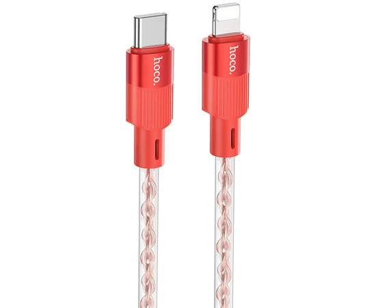 Дата кабель Hoco X99 Crystal Junction PD 27W Type-C to Lightning (1.2m) Red