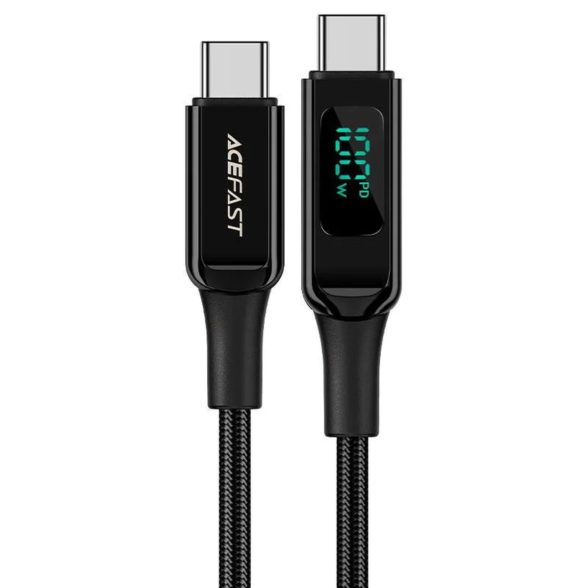Дата кабель Acefast C6-03 USB-C to USB-C 100W zinc alloy digital display braided (1m) Black