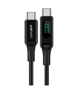 Дата кабель Acefast C6-03 USB-C to USB-C 100W zinc alloy digital display braided (1m) Black