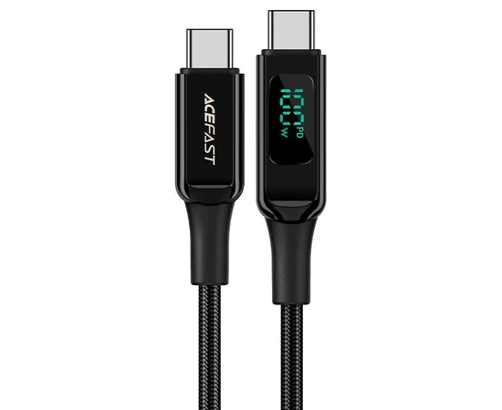 Дата кабель Acefast C6-03 USB-C to USB-C 100W zinc alloy digital display braided (1m) Black