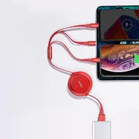 Дата кабель Baseus Golden Loop 3-in-1 (1.2m) Красный