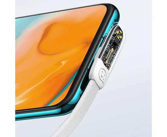 Дата кабель USAMS US-SJ584 Type-C to Type-C PD 100W Right-angle (1.2m) White