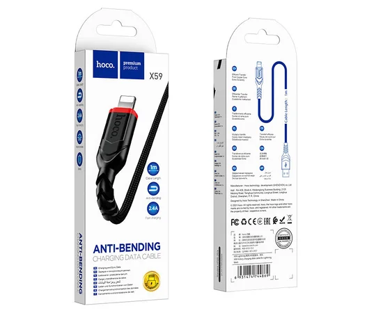 Дата кабель Hoco X59 Victory USB to Lightning (1m) Черный