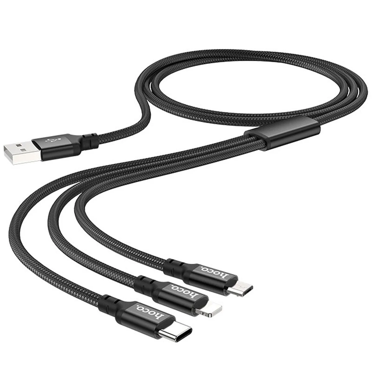 Дата кабель Hoco X14 Times Speed 3in1 (Lightning+Micro USB+Type-C) (1m) Чорний