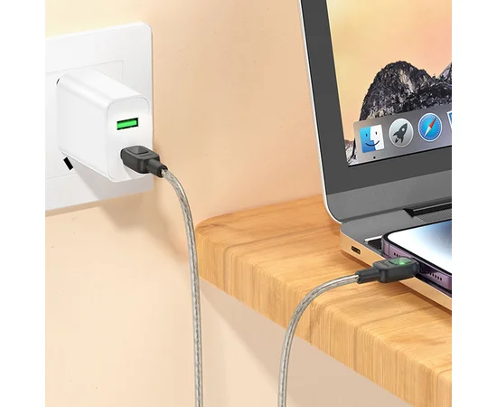 Дата кабель Hoco U124 Stone silicone power-off 60W Type-C to Type-C Black
