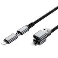 Дата кабель WIWU Wi-C085 Raptor Pro 2in2 USB-A + USB-C/Type-C to Lightning (1m) Black