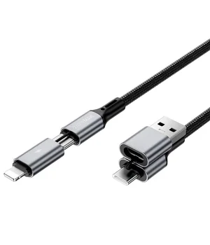 Дата кабель WIWU Wi-C085 Raptor Pro 2in2 USB-A + USB-C/Type-C to Lightning (1m) Black