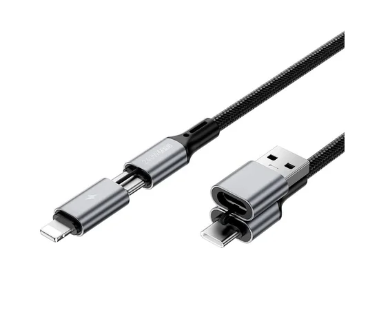 Дата кабель WIWU Wi-C085 Raptor Pro 2in2 USB-A + USB-C/Type-C to Lightning (1m) Black