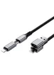 Дата кабель WIWU Wi-C085 Raptor Pro 2in2 USB-A + USB-C/Type-C to Lightning (1m) Black