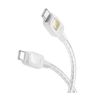 Дата кабель Hoco U124 Stone silicone power-off 60W Type-C to Type-C Gray